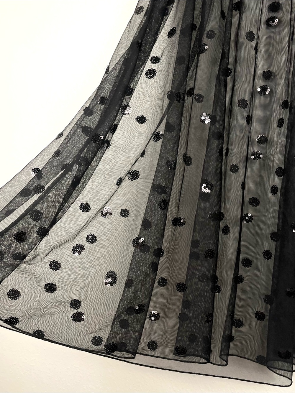 NWT Free People Small Black Sheer Tulle Polka Dot Sequin Midi Skirt - Picture 4 of 6
